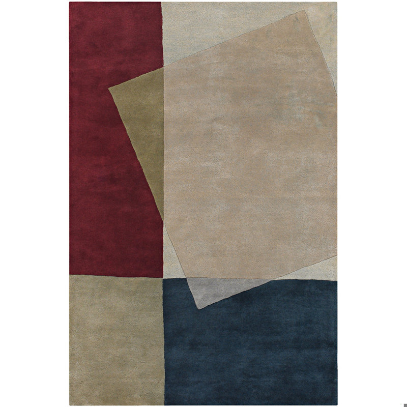Bense Garza Tan/Red Area Rug, Rectangle 2' x 3'