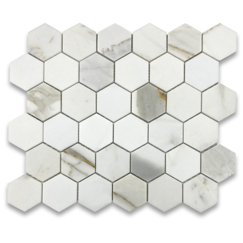 Calacatta 12" x 10" Marble Mosaic Tile, LIght Gray