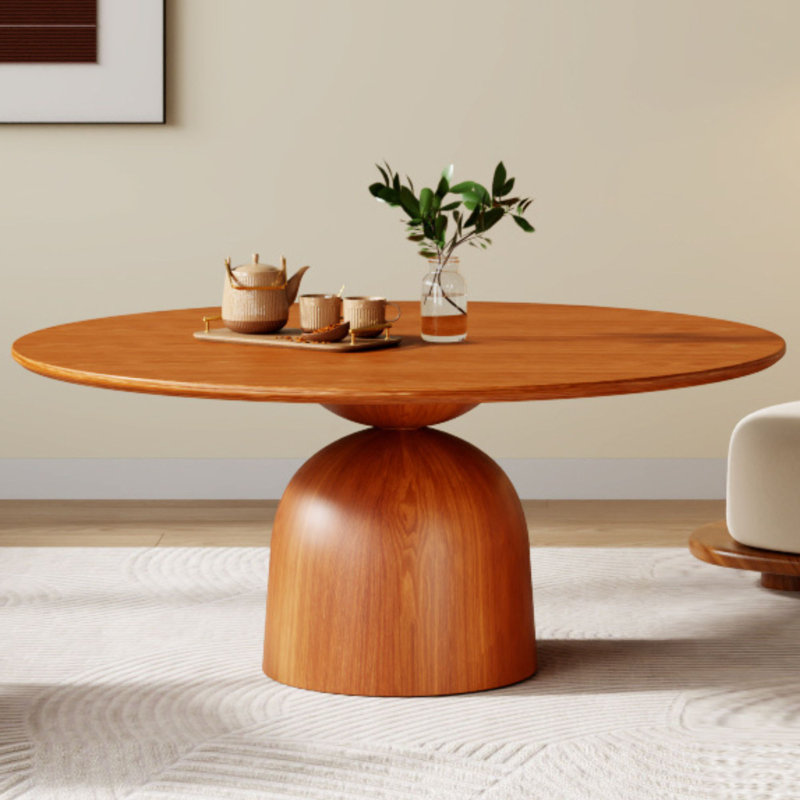Solid Wood Jahnelle Side Table Small Pedestal Table Modern Center Table, 17.4" H x 43.3" L x 43.3" W, Brown
