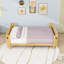 Grand lit plateforme en bois avec rail latéral amovible et coins arrondis-60192478