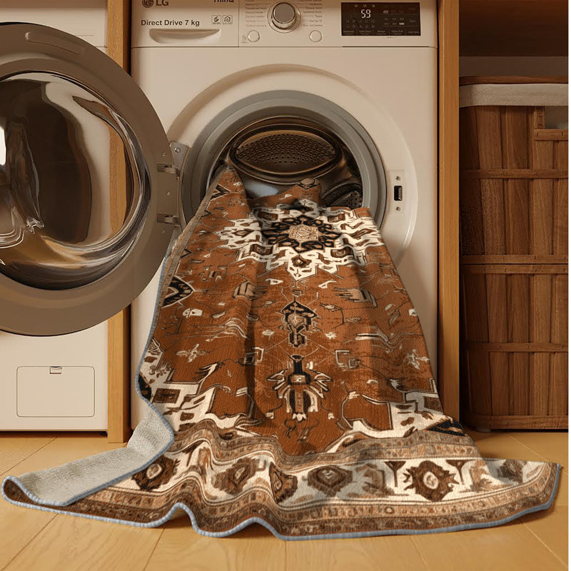 Tapis brun lavable à la machine, Rectangle 8 pi x 12 pi