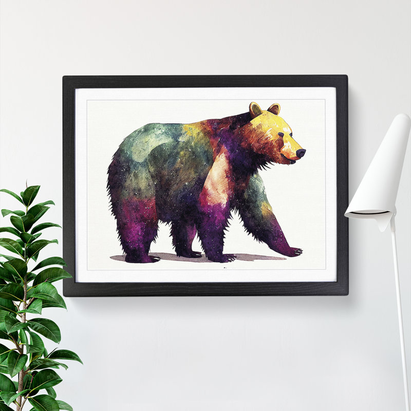 Watercolour Bear Vol.4 Abstract - Framed Print, Black Framed, 34cm H x 46cm W x 2cm D