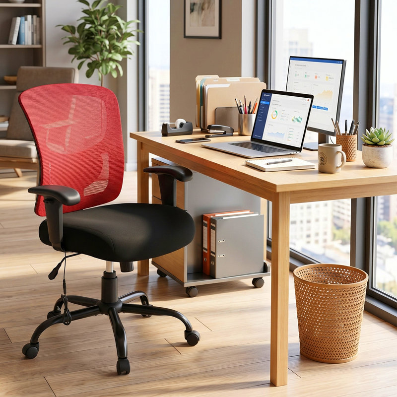 Heavy-Duty Office Chair 400Lbs Supportive Executive Task Chair Ergonomic Computer Chair Height Adjustable Desk Chair Cool Comfort & Customizable Fit Ergonomic Office Chair With Massage Breathable Mesh And Adjustable Arms For Home Office