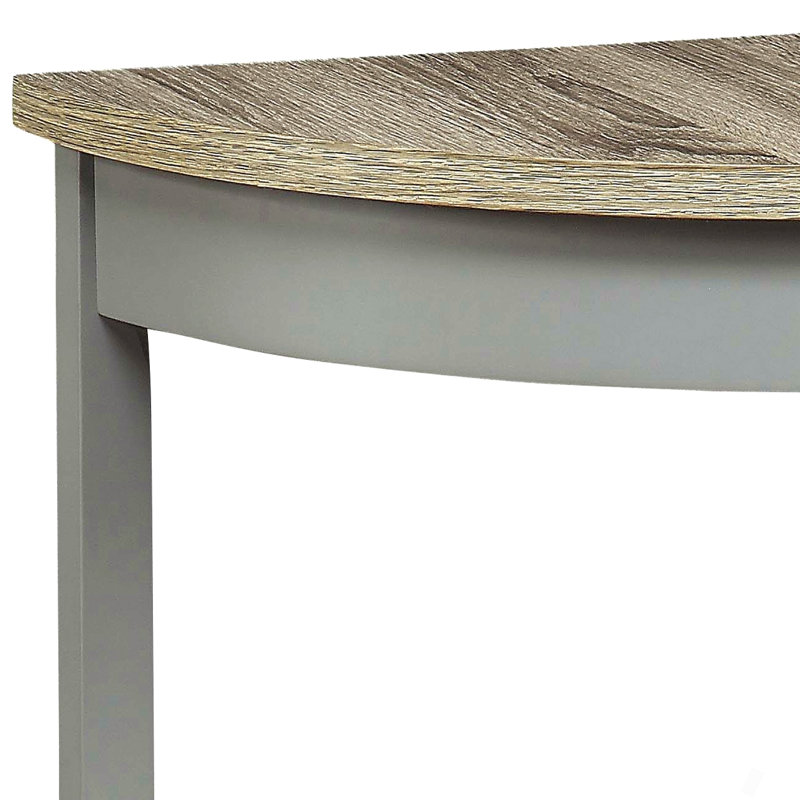 Grey Oak And Grey Half Moon Console Table With Bottom Shelf