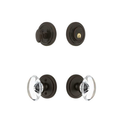 Grandeur Circulaire Rosette Entry Set with Provence Crystal Knob in Timeless Bronze