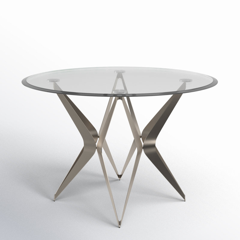 Shawnee Round Glass Top with Steel Base Dining Table