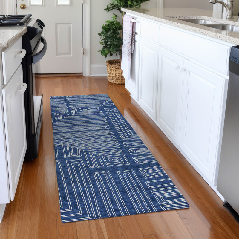 Tapis géométrique Premium lavable à la machine Harrietstown AMF1045, Tapis de couloir 2 pi 3 po x 7 pi 6 po