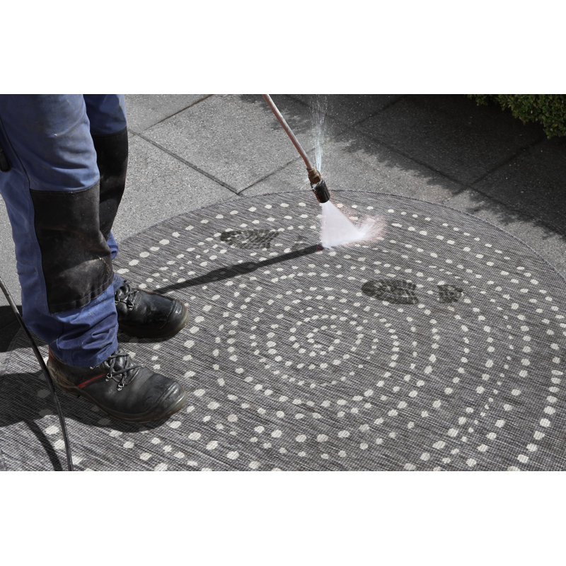 Bali Flatweave Grey Rug, Round 200cm