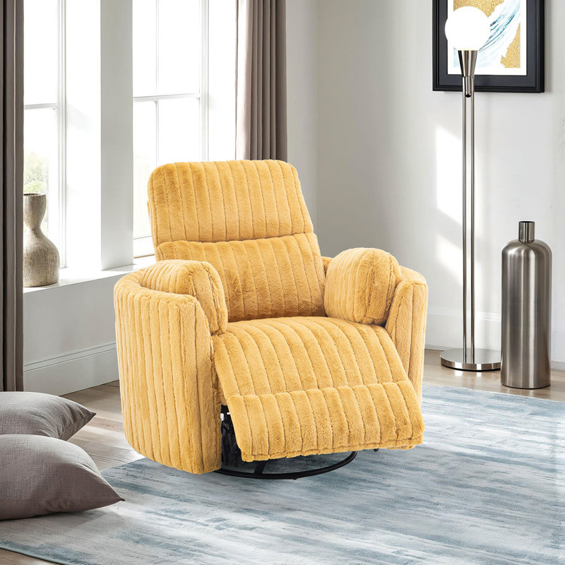 Contemporary Style Power Glider Recliner, Yellow