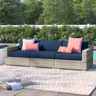 Alinson 98'' High-Density Polyethylene (HDPE) Wicker Outdoor Patio Sofa