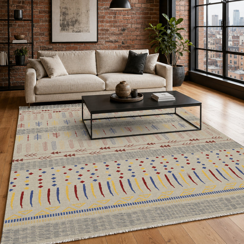 Oriental Cotton and Chenille Flatweave Area Rug, 200 x 300 cm