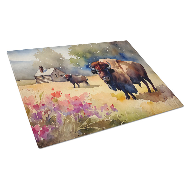 Wood Bison Glass Cutting Board Large