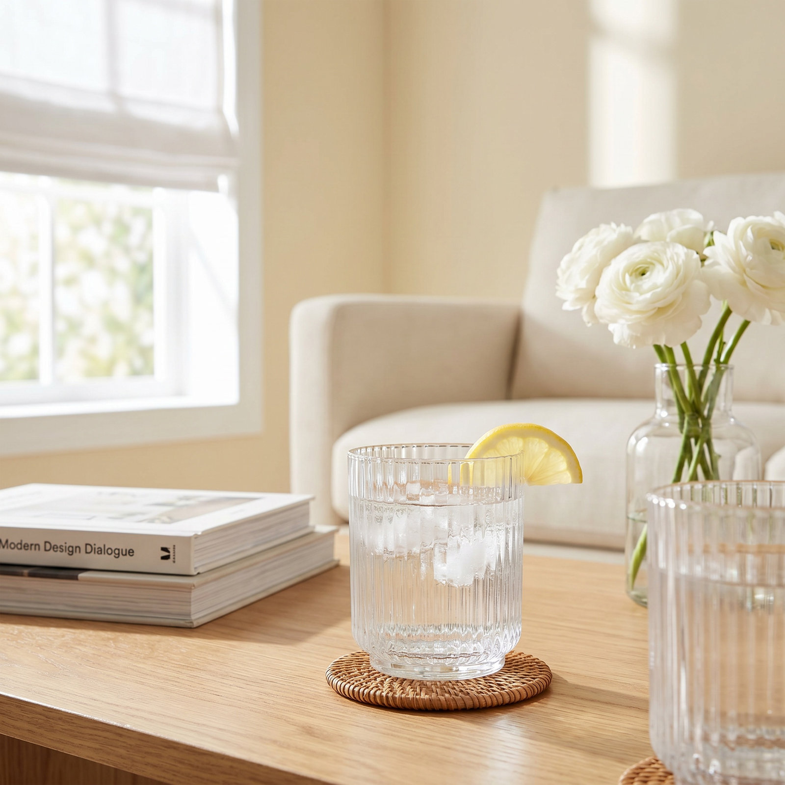 Laya Fluted Acrylic Low Tumbler Glass, Clear