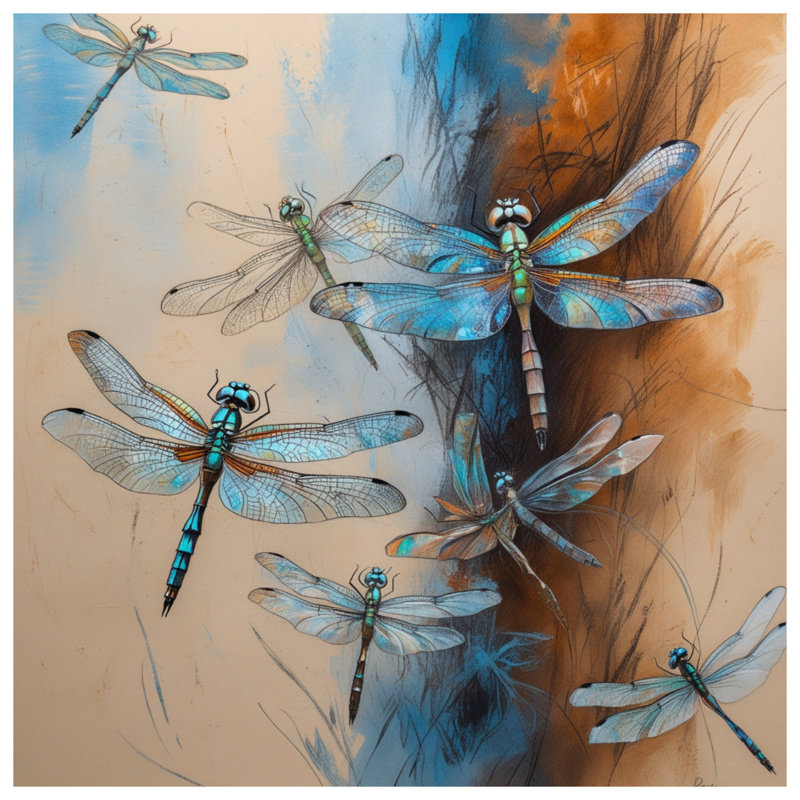 Illustration de libellules bleues, voilages et voilages à motif de libellules - 1 panneau, 50" x 80" - 1 Panel, Blockout