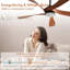 Ventilateur de plafond 52 po avec lumière Sofucor, avec hélice moderne à mémoire à intensité variable, moteur à courant continu silencieux, 5 vitesses 5000CFM, minuterie, réversible, pour salon, ETL / FCC, brun