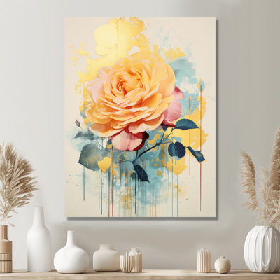 Jaune jaune, rose, rétro, art mural, salon