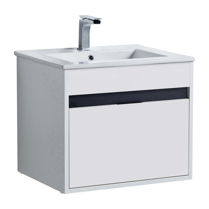 Ensemble de meuble-lavabo mural simple 20 po Kynlyn, Blanc mat