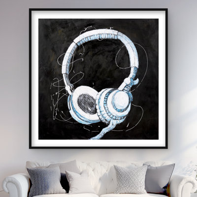 Headphones - Framed Matted Print for Man Cave Home Decor
