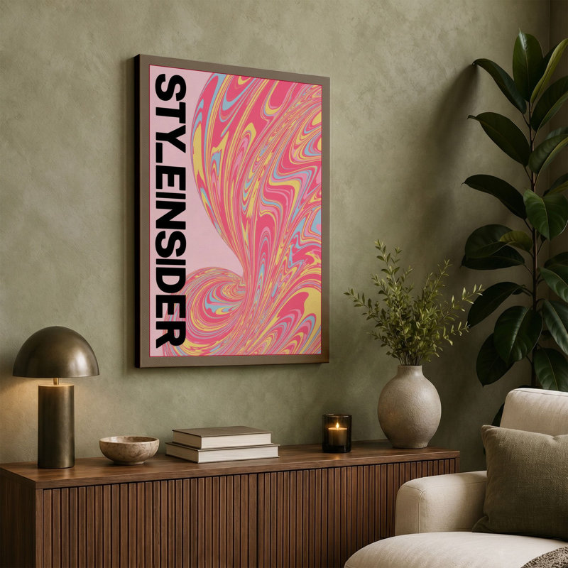 Marbled Energy Modern 1 Piece Wrapped Canvas Wall Art, 18x12 - 45.7 x 30.5 cm, Black Border