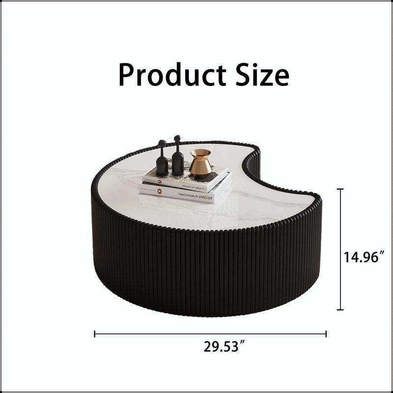 Table basse de forme irrégulière en pierre frittée, Black