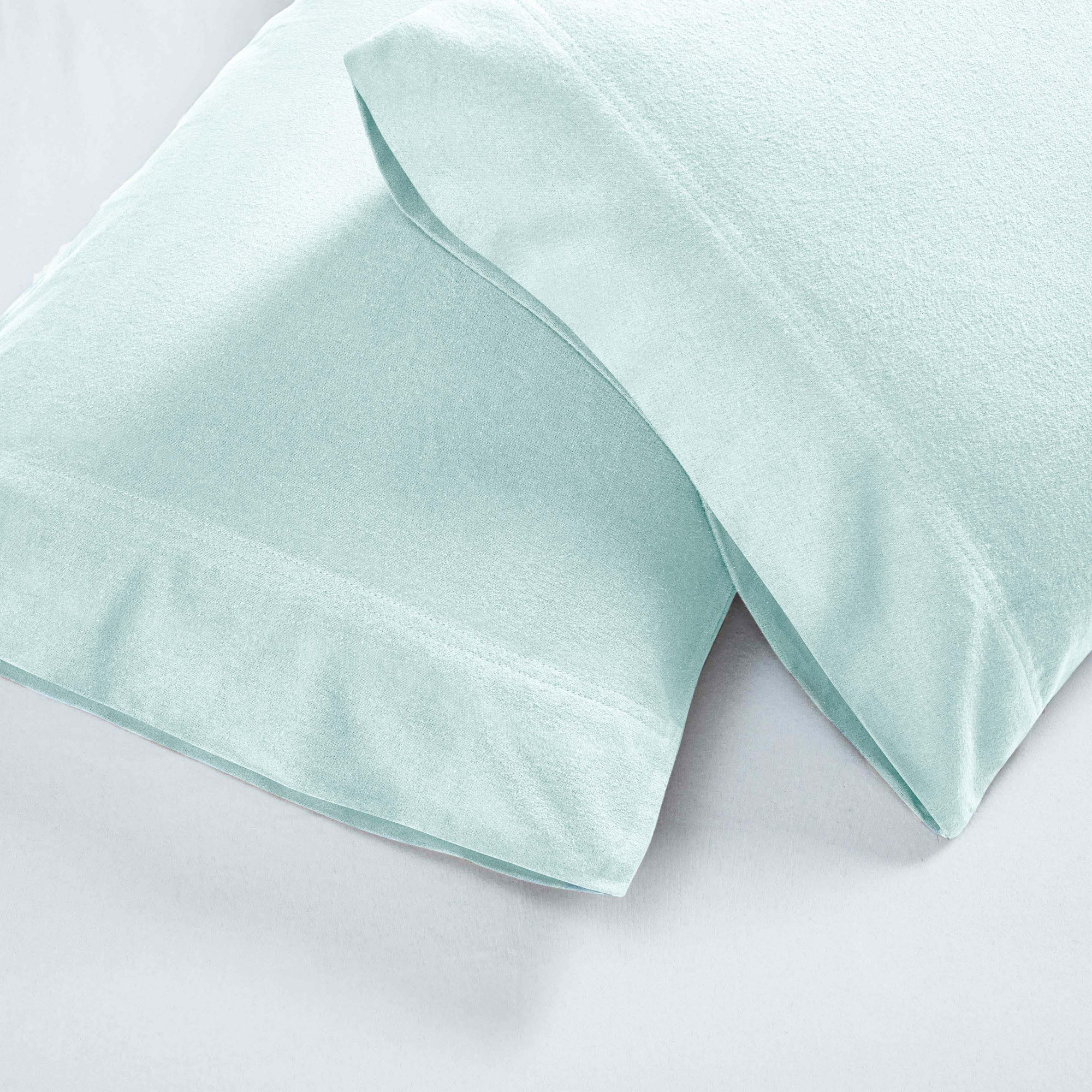 All Season Breathable Cotton Flannel Pillowcase Set, Light Blue, King