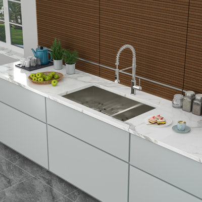 Évier de cuisine 28 "X19" 60/40 à double cuve en acier inoxydable encastrable de calibre 16, cuves profondes de 10 po, bonde arrière de 3,5 po, rainures en X d'ingénierie, insonorisation de 3 m, revêtement de condensation, ensemble avec support de séchage,