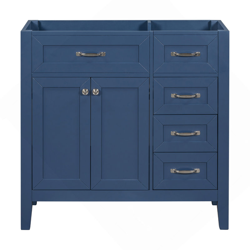 Meuble-lavabo 36 po sans lavabo, base d'armoire seulement, armoire de salle de bain avec tiroirs, structure solide et panneau de fibres à densité moyenne