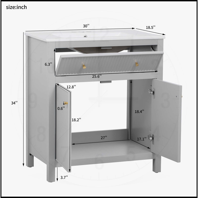 30'' Bathroom Vanity with Ceramic Sink