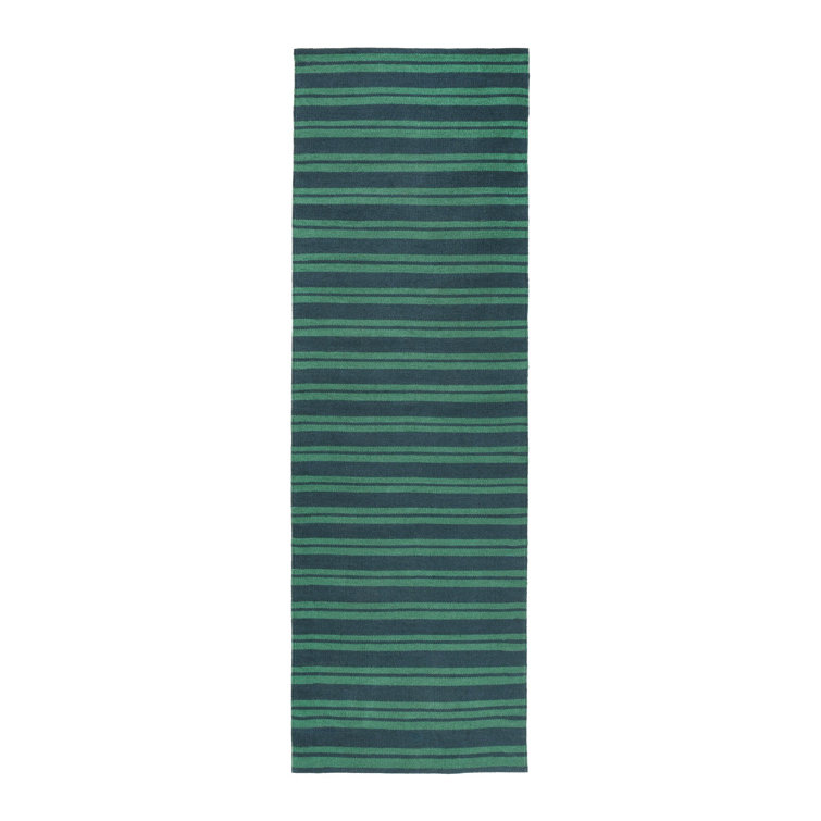Palma 2x3 Hand Woven Performance Stripe Green Fabric Rug