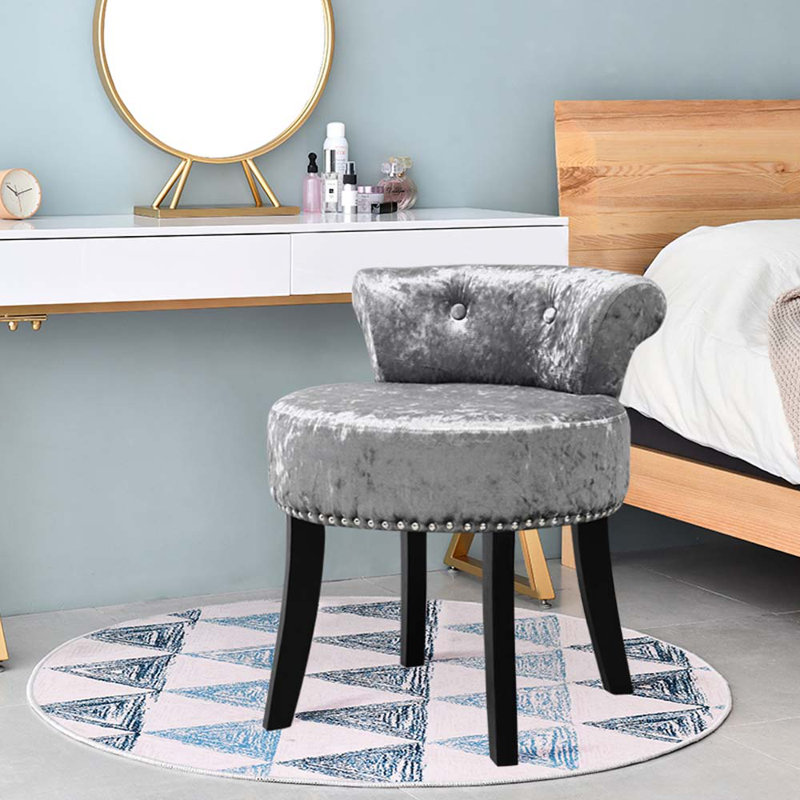 Page Solid Wood Accent Stool, Light Grey