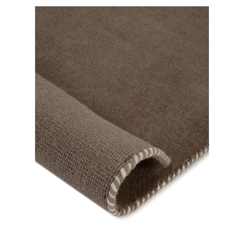 Solid Colour Wool Hand Woven Area Rug, Rectangle 140 x 200cm, Taupe