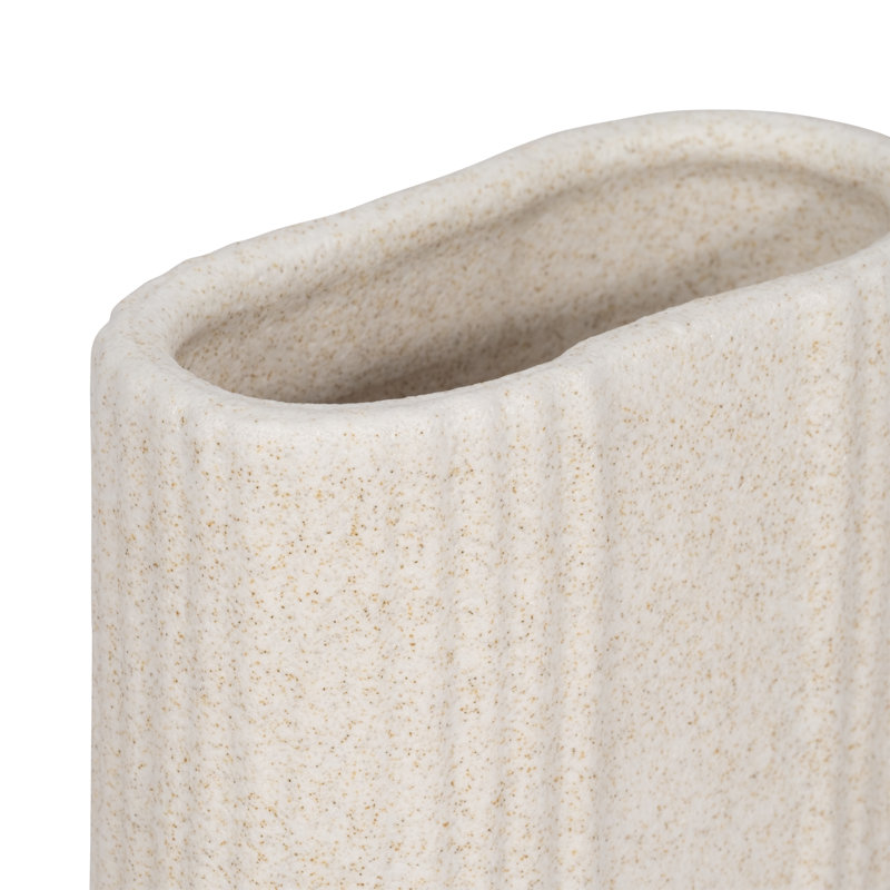 Decorative Speckled Ceramic Table Vase for Home Decor - Tall Flower Vase Accent for Consoles, and Entryway Styling - 8", Ivory