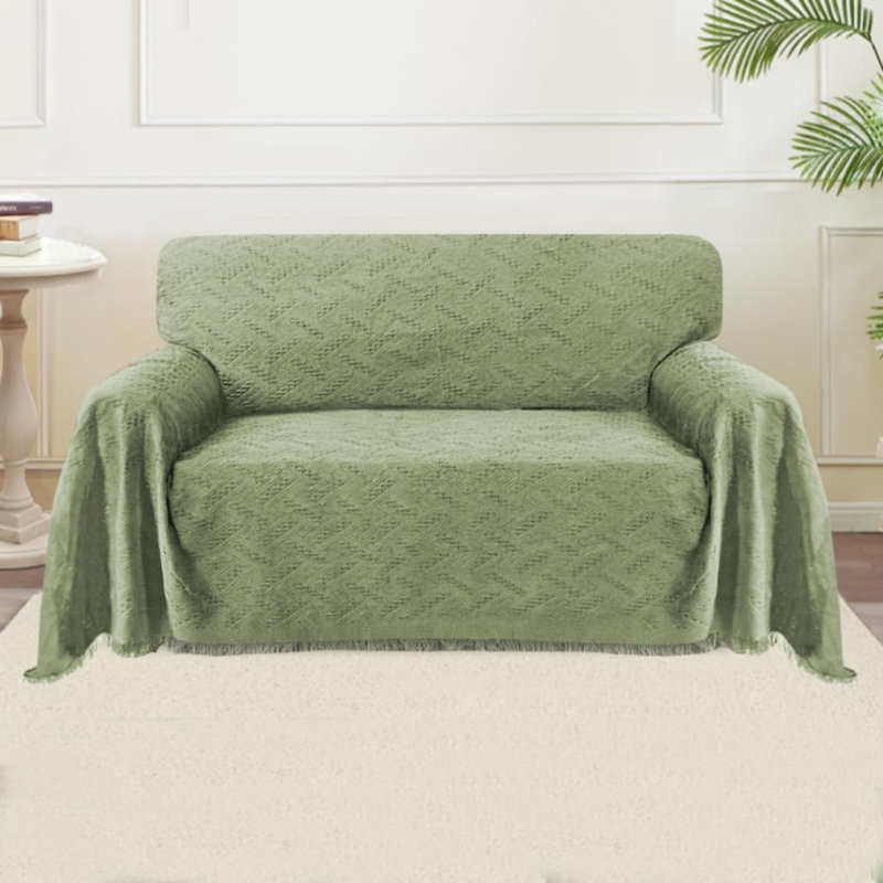 Box Cushion Sofa Slipcover, 180cm H x 260cm W, Sage
