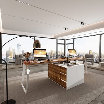 Lige 108"W 2 Person Computer Desk