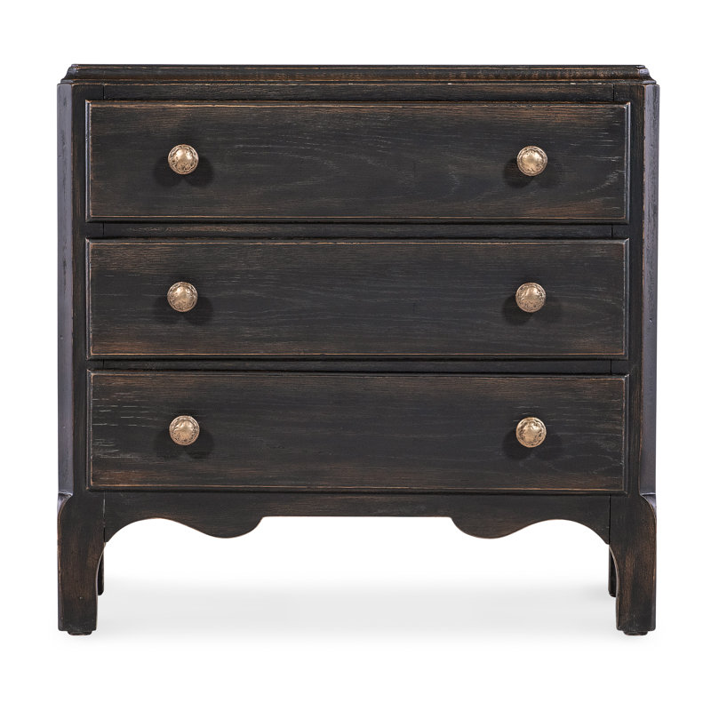 Americana Three-Drawer Nightstand, Black