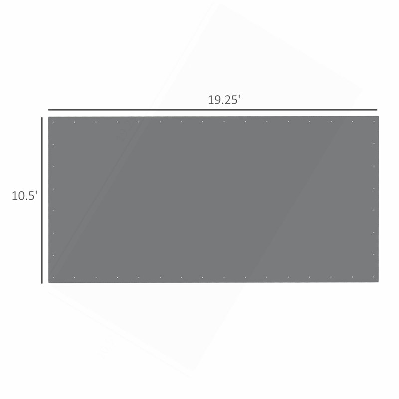 Housse de remplacement pour auvent 10 'x 20' pour abri d'auto, tente de garage portative pour voiture avec cordes élastiques, gris foncé, seulement