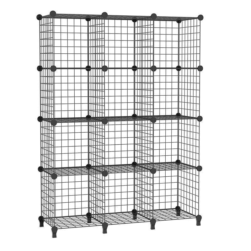 Cyd 125cm H x 93cm W Metal Cube Bookcase, Black