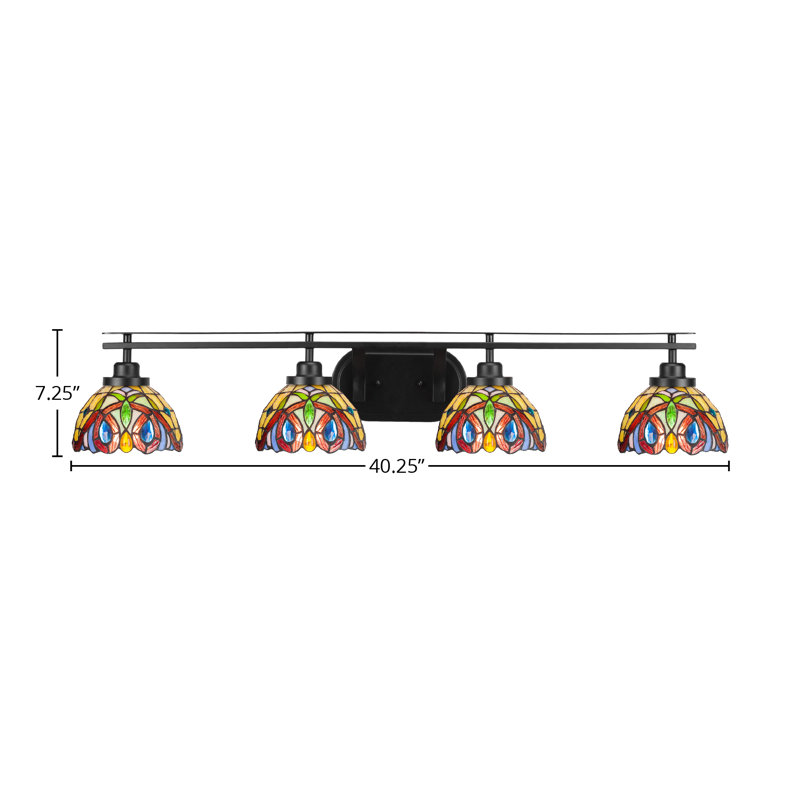 Elsea 4 Light Bath Bar Shown In Matte Black Finish With 7" Lynx Art Glass