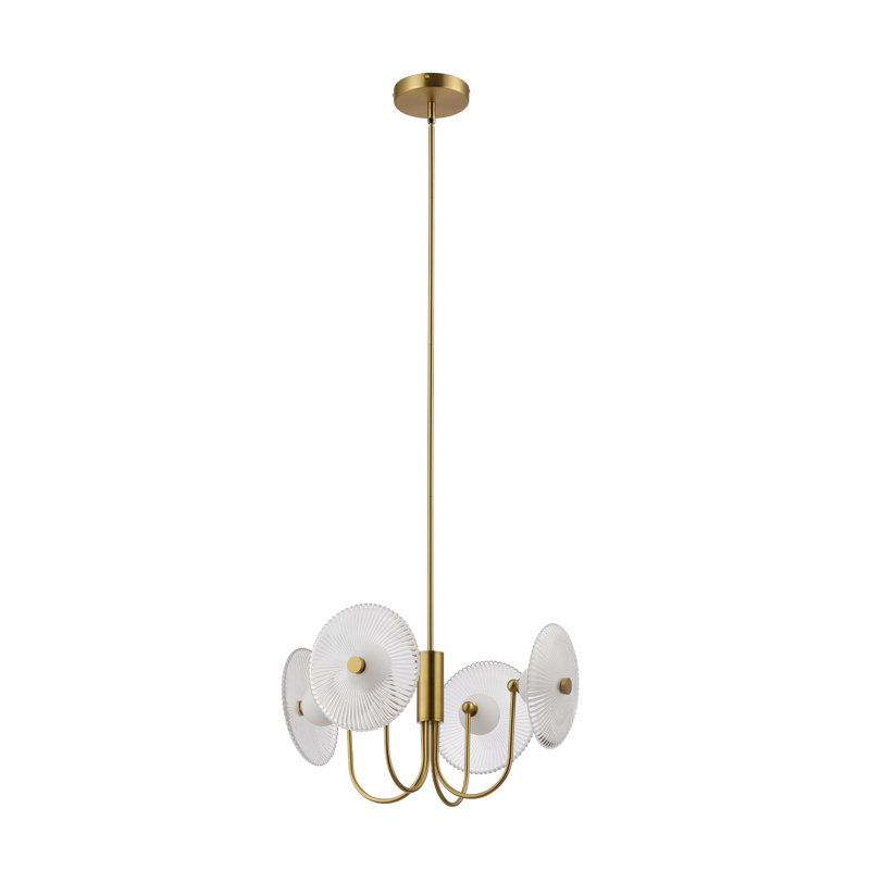 Luminaire suspendu 4 lumières DEL 4 lumières, Doré
