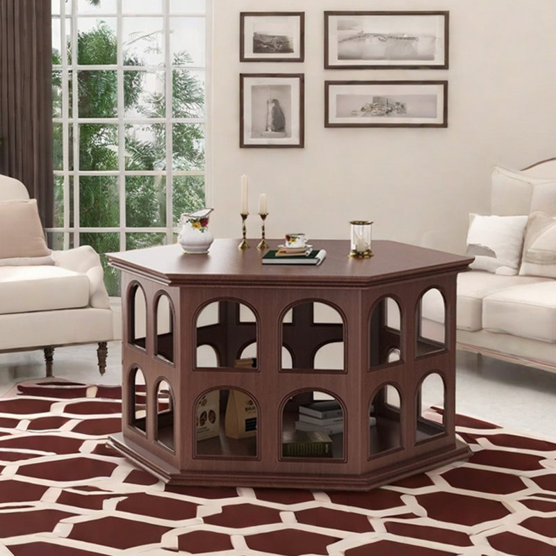 Solid wood coffee table with retro design, Brown