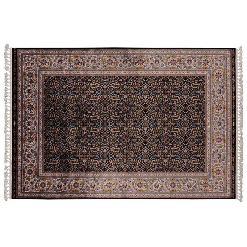 Tapis turc noir et ivoire 5x8