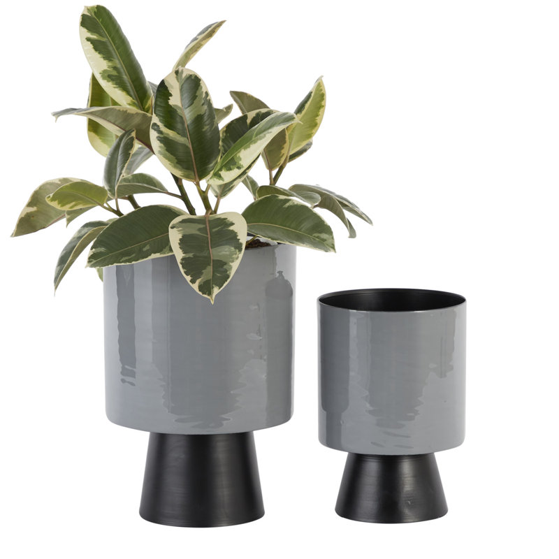 McMillian Metal Pot Planter, Gray
