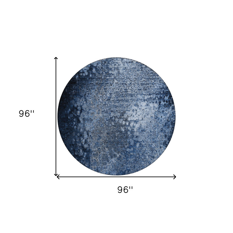 Tapis d'intérieur rond 8 po rond bleu antidérapant lavable