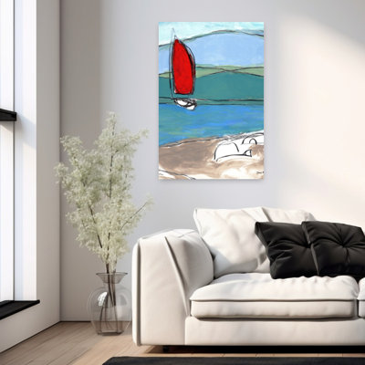 Contemporary Art Abstract Colorful Contemporary Beach Landscape Wall Art 1 Piece Wrapped Canvas Wall Art