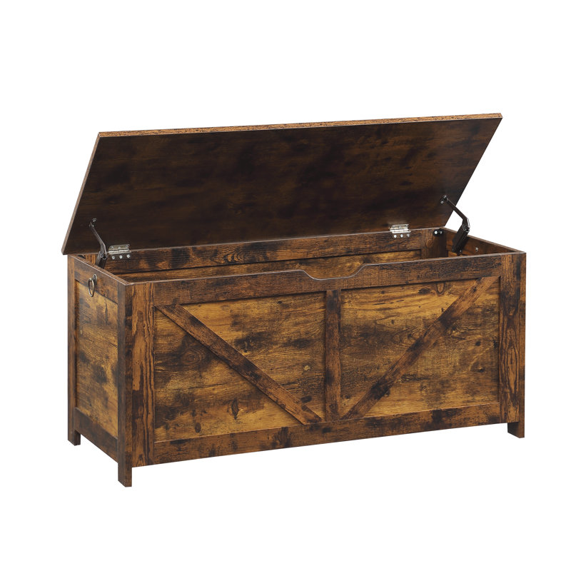 Banc de rangement pour hall d'entrée rétro avec charnières, assemblage facile, Brown