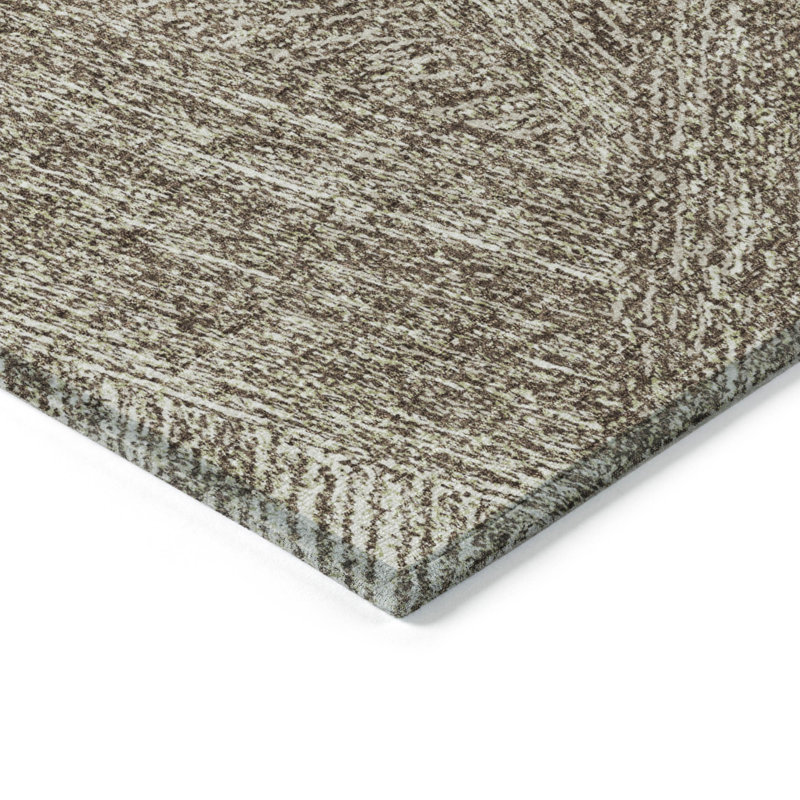 Chocolate Synthetic Washable Rectangular Indoor/Outdoor Rug