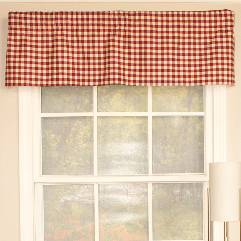 Cotton Blend Plaid Tailored Window Valance