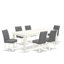 L'ensemble de table de salle à manger 5 pièces se compose d'une table moderne Mid-Century et de 4 chaises en tissu de polyester vert saule, blanc lin-205463648-205463653-241490691