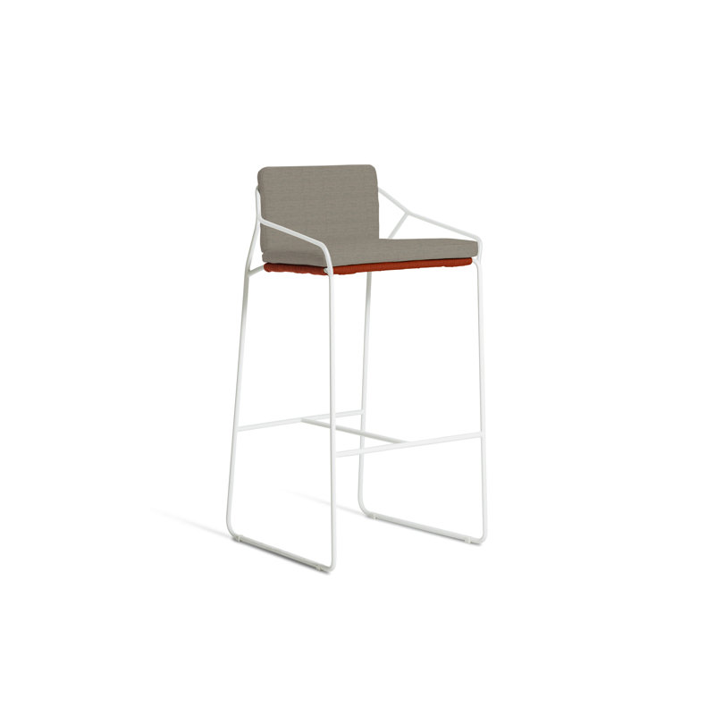 Tabouret de bar avec coussin Sandur, Corde terre cuite / cadre blanc, Lanterne ardoise