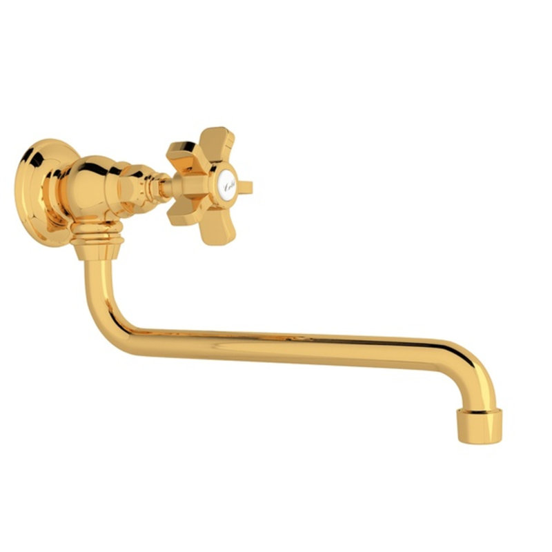 Country Kitchen Pot Filler, Italian Brass, Five Spoke Handle